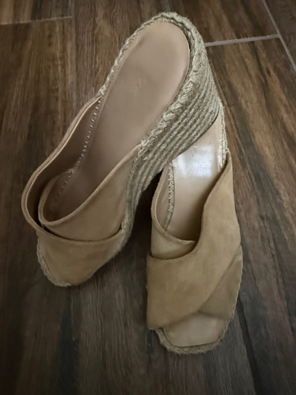 Vince Tan Suede Espadrille Wedge Sandals